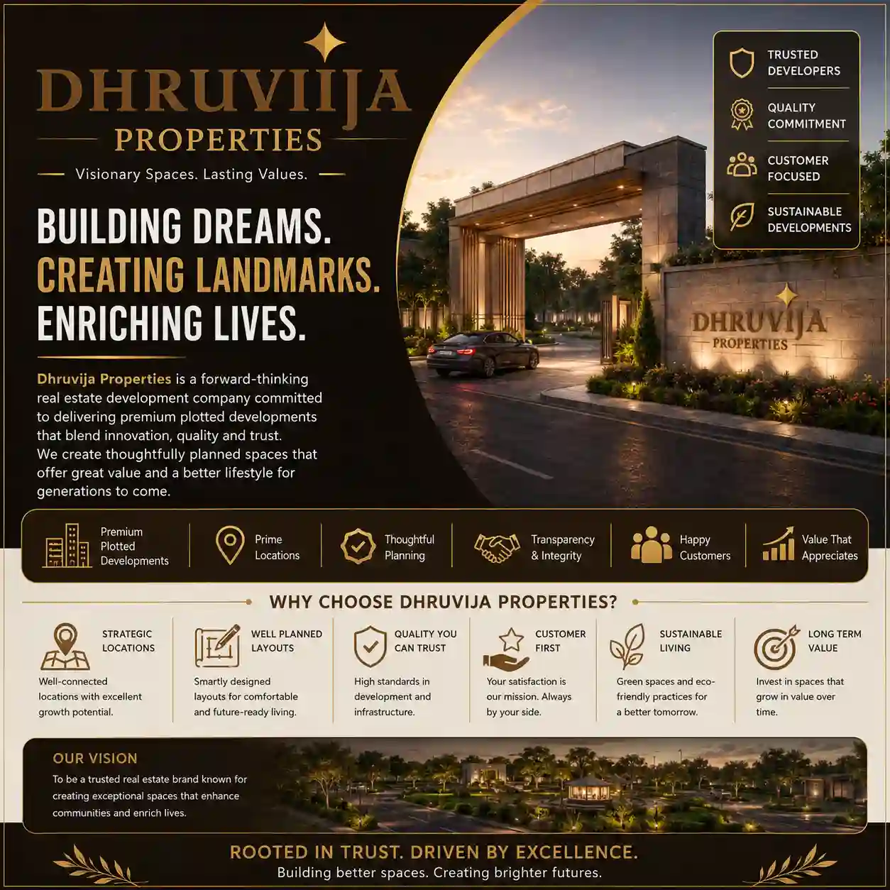 Official logo of Dhruvija Properties LLP for the Dhruvija Mysore Road project