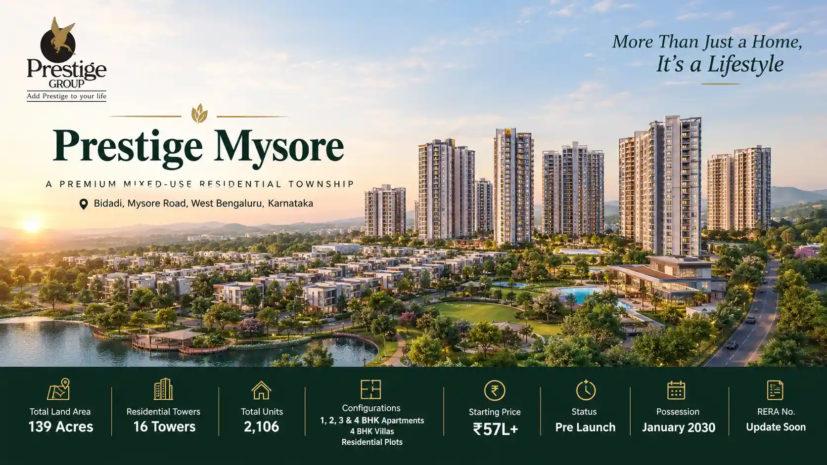 Prestige Mysore upcoming mixed-use residential township in Bidadi, Mysore Road, Bengaluru